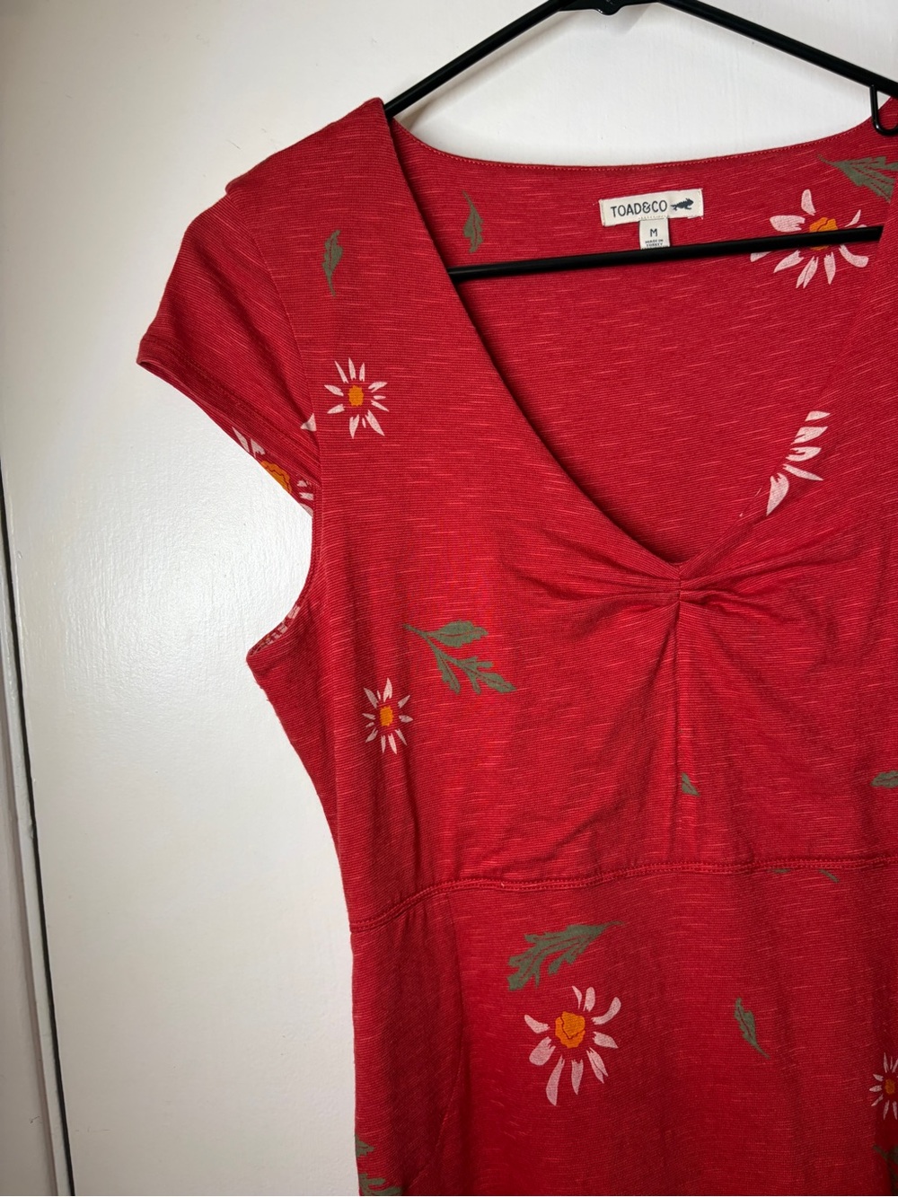 Toad & Co Rosemarie Cap Sleeve Red Floral A Line Mini Dress Size Medium - Picture 3 of 15